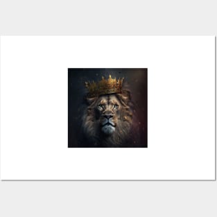King Lion with crown Posters and Art